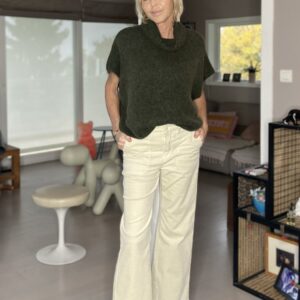 Pantalon velours côtelé écru